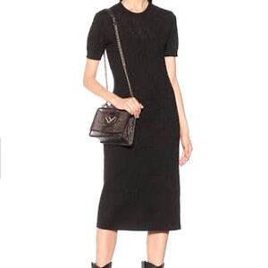 Auth Black Fendi Knit Midi Dress w/ FF Logo